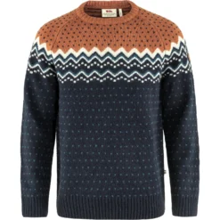 Trui Fjallraven Men Ovik Knit Sweater Dark Navy-Terracotta Brown